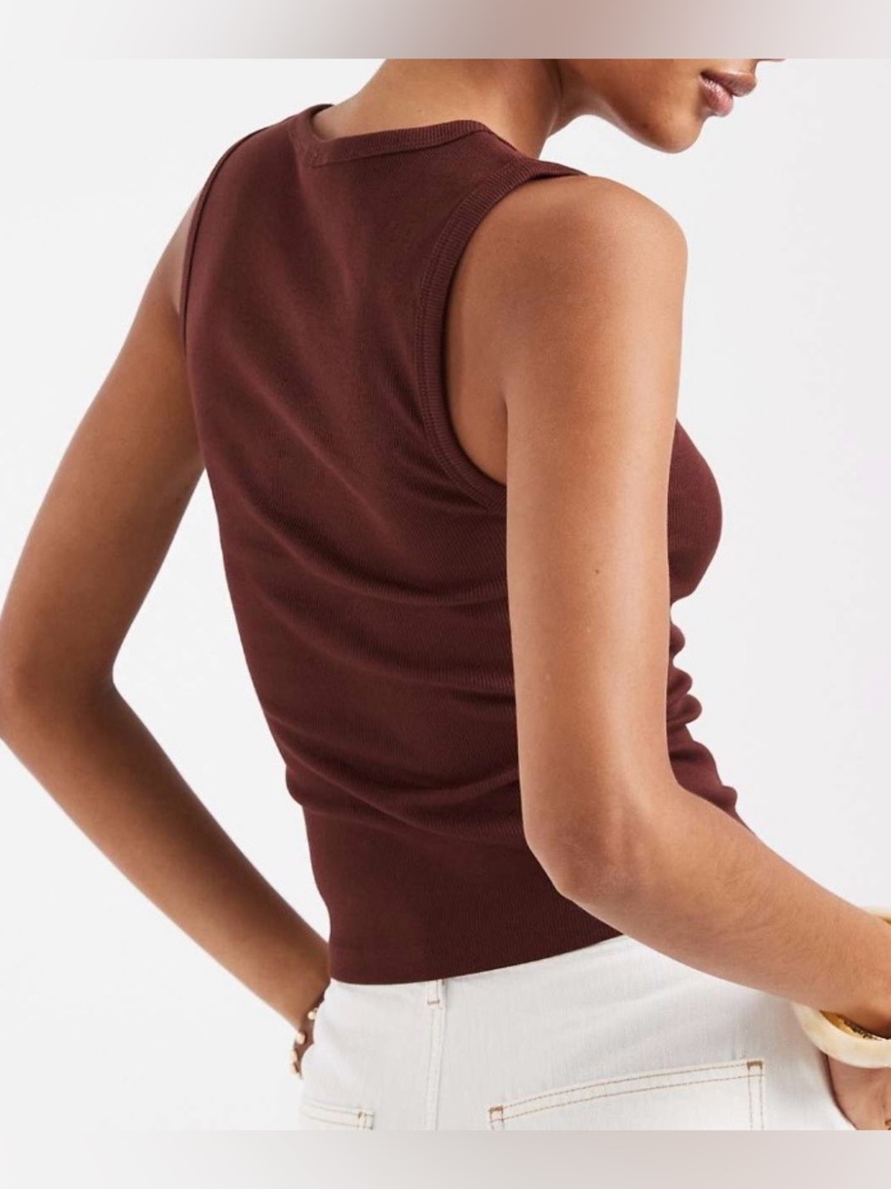 ASOS Ribbed Tank Top — Brown Size S - Picture 2 of 6